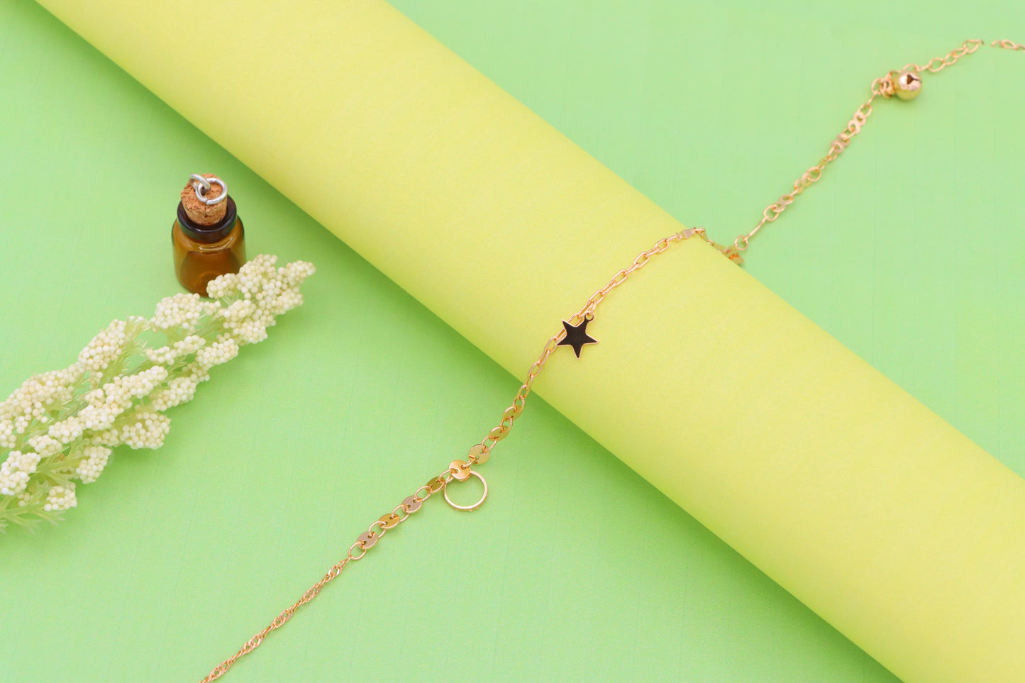 Rose Gold Anklet with Star & Charm Accents, XPAL1034 (2104-3)
