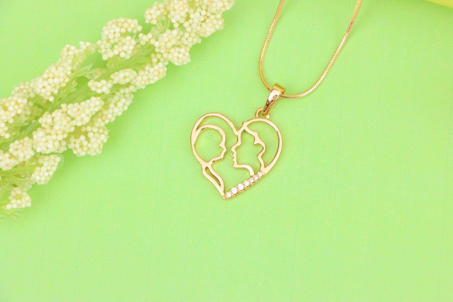 Heart Shaped Rose Gold Pendant with Mother and Child Silhouette, XPPT1476 (2137-5)