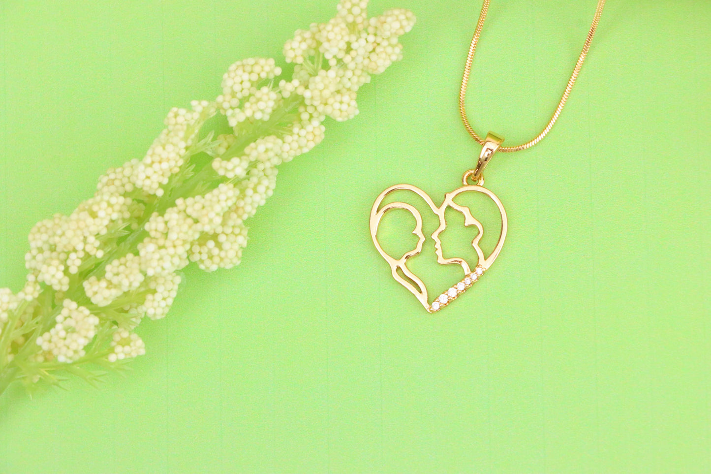 Heart Shaped Rose Gold Pendant with Mother and Child Silhouette, XPPT1476 (2137-5)