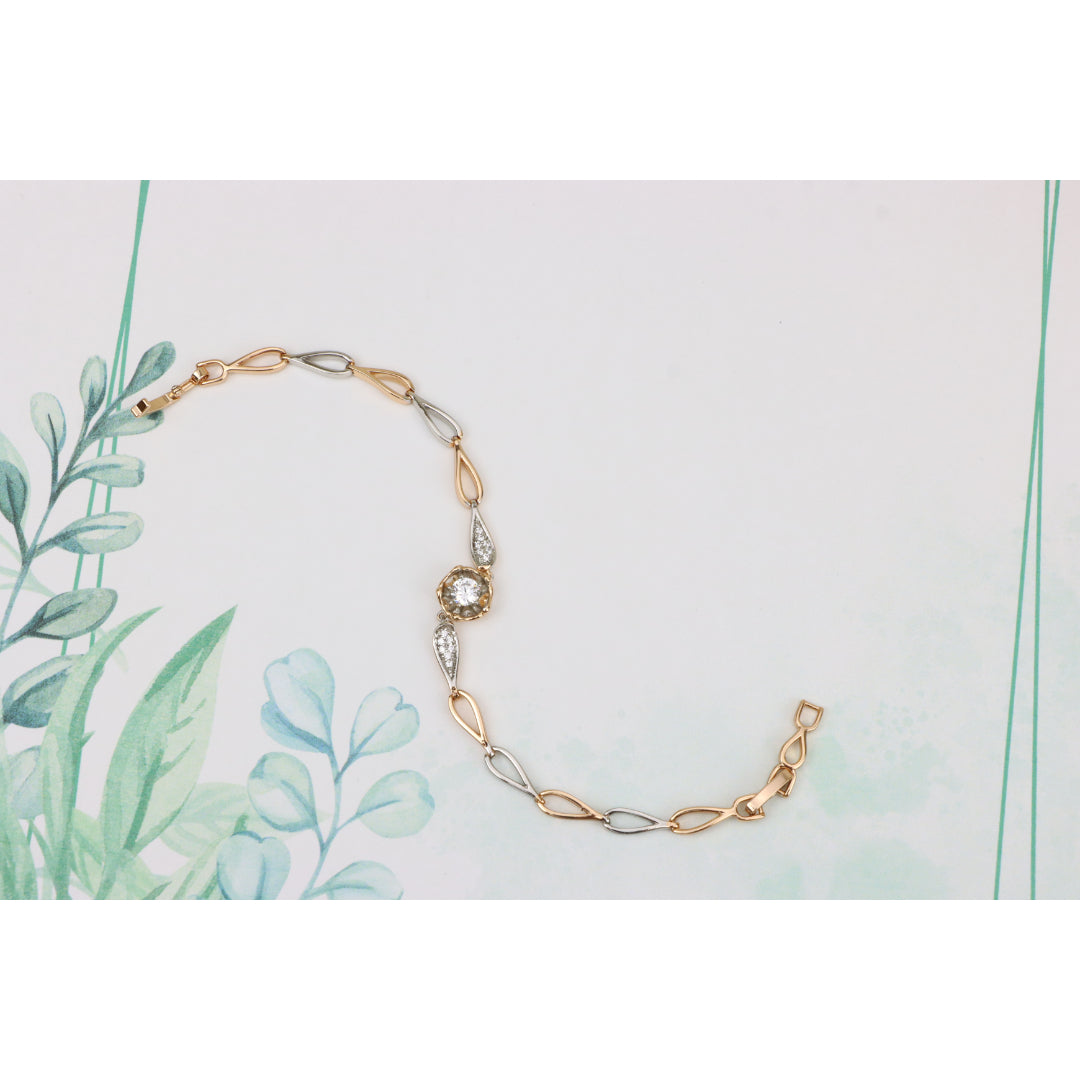 Elegant Emerald Green & White Stone Rose Gold Bracelet, XPBL0763 (2077-2)