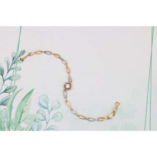Rose Gold and Silver Elegant Bracelet with Sparkling Center Stone, XPBL0783 (2079-2)
