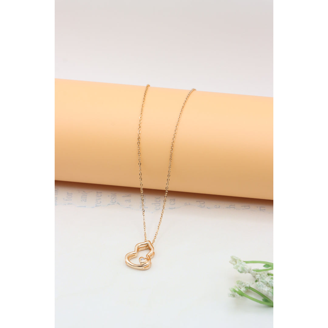 Rose Gold Heart Pendant Necklace with Adjustable Chain, XPNL0329 (2033-9)