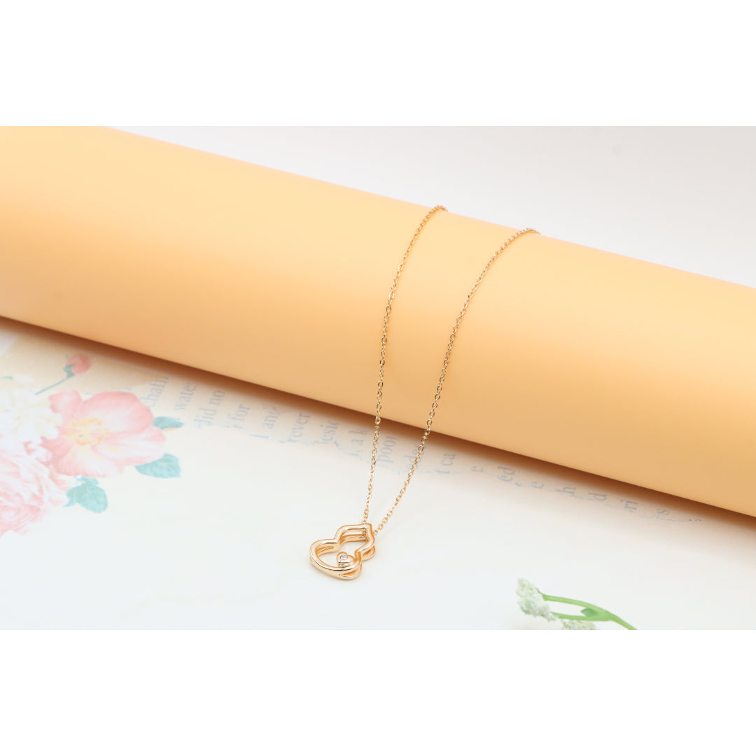Rose Gold Heart Pendant Necklace with Adjustable Chain, XPNL0329 (2033-9)