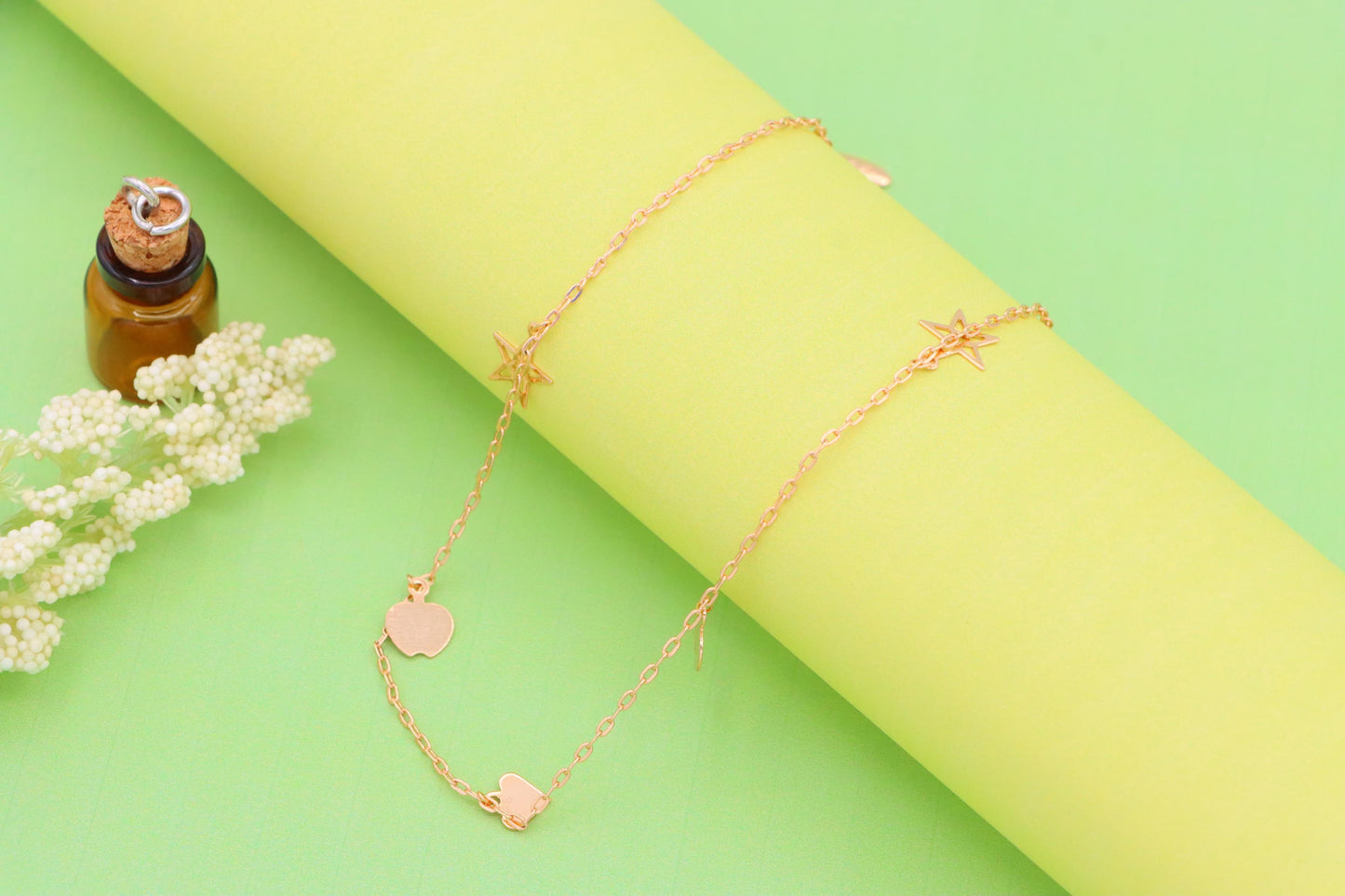 Charming Rose Gold Anklet with Heart & Star Charms, XPAL1036 (2104-5)