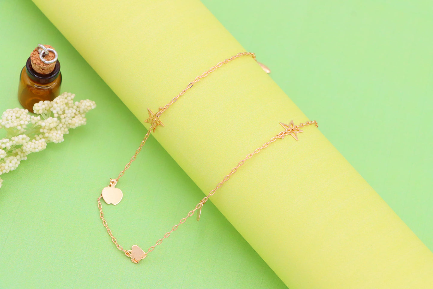Charming Rose Gold Anklet with Heart & Star Charms, XPAL1036 (2104-5)