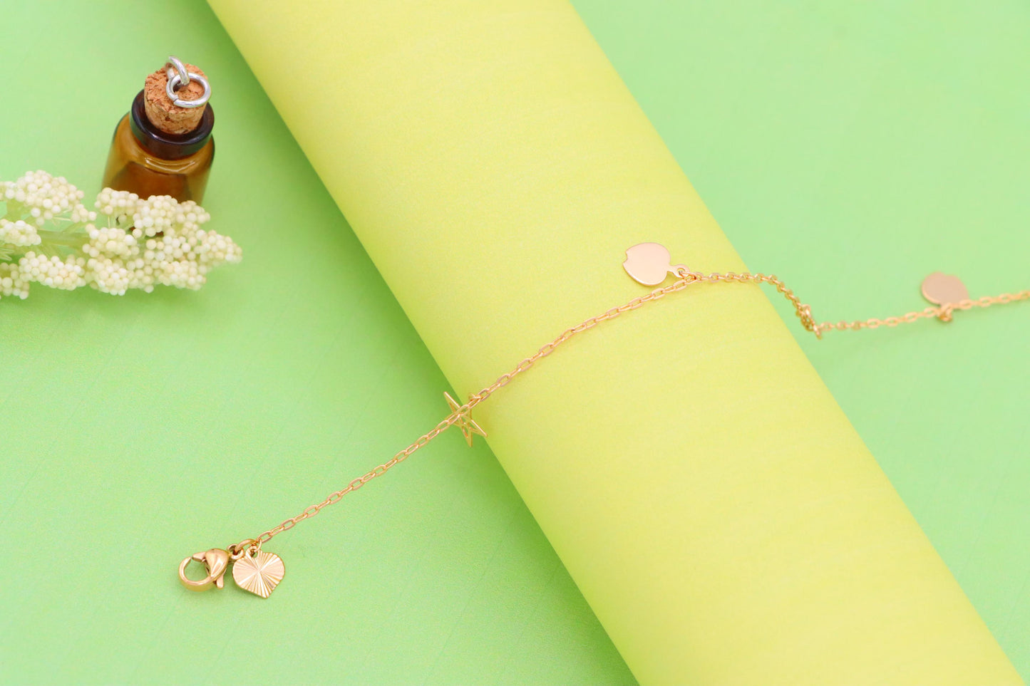 Charming Rose Gold Anklet with Heart & Star Charms, XPAL1036 (2104-5)
