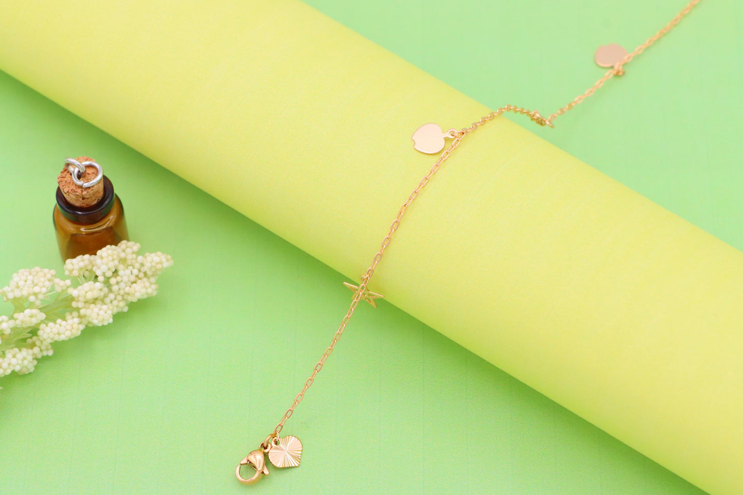 Charming Rose Gold Anklet with Heart & Star Charms, XPAL1036 (2104-5)