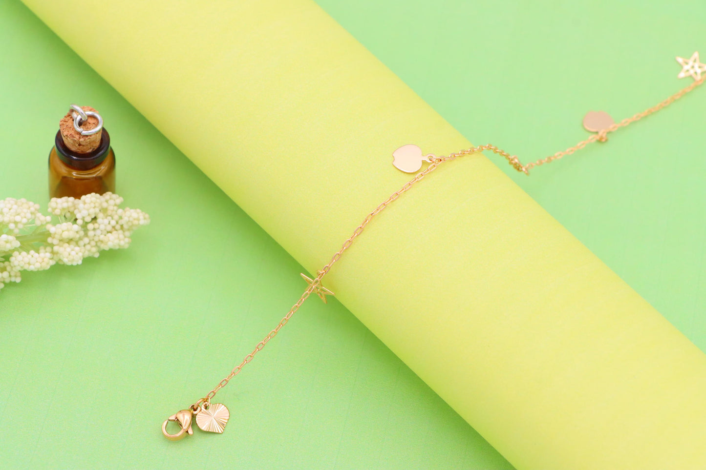 Charming Rose Gold Anklet with Heart & Star Charms, XPAL1036 (2104-5)