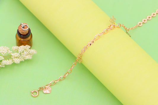 Rose Gold Butterfly & Flower Charm Anklet, XPAL1037 (2104-6)