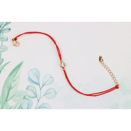 Minimal Red String Bracelet with Center Stone, XPBL0786 (2079-5)