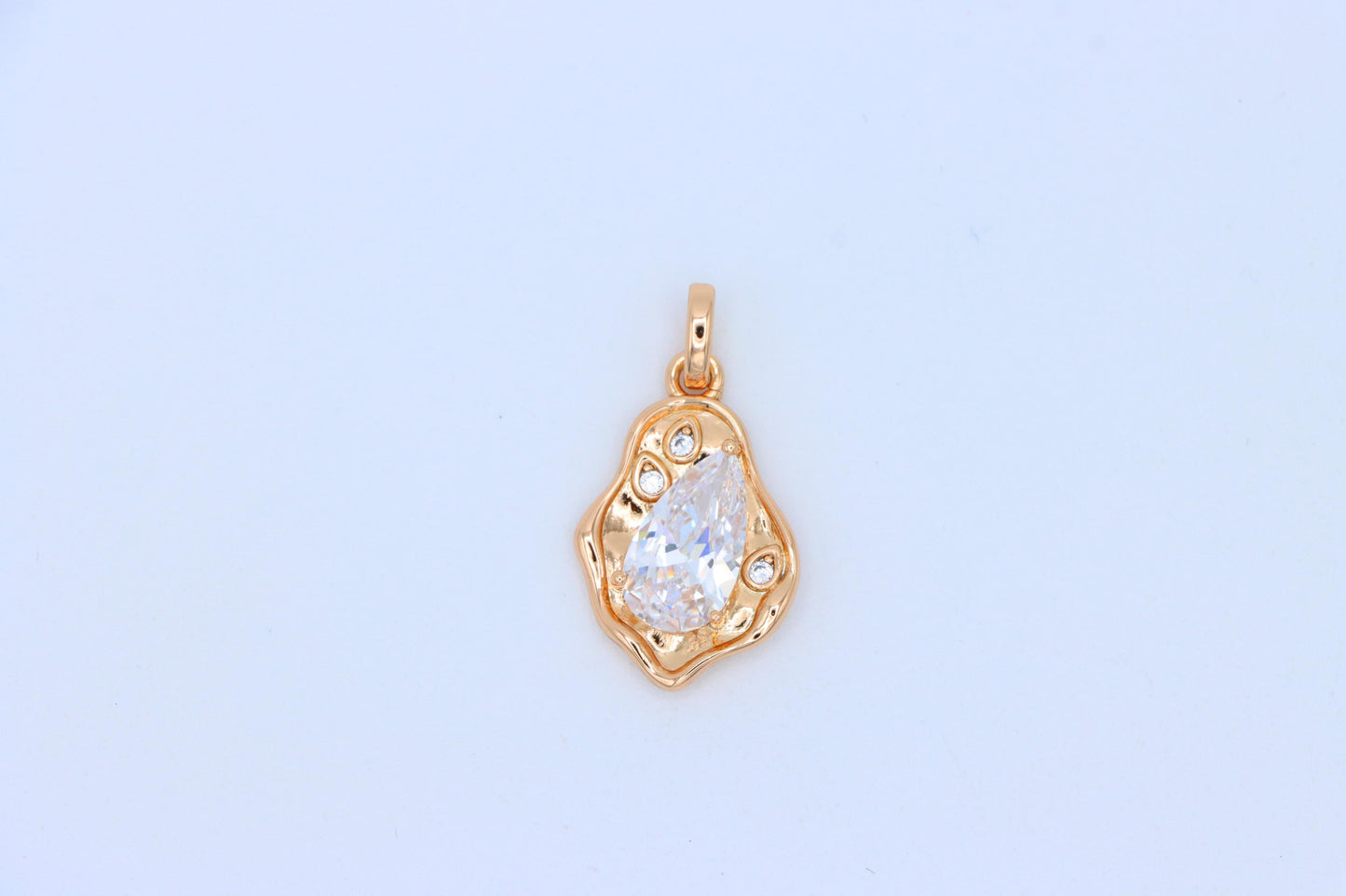Elegant White Teardrop Pendant in Gold Plated Artistic Frame, XPPT1731 (2162-9)