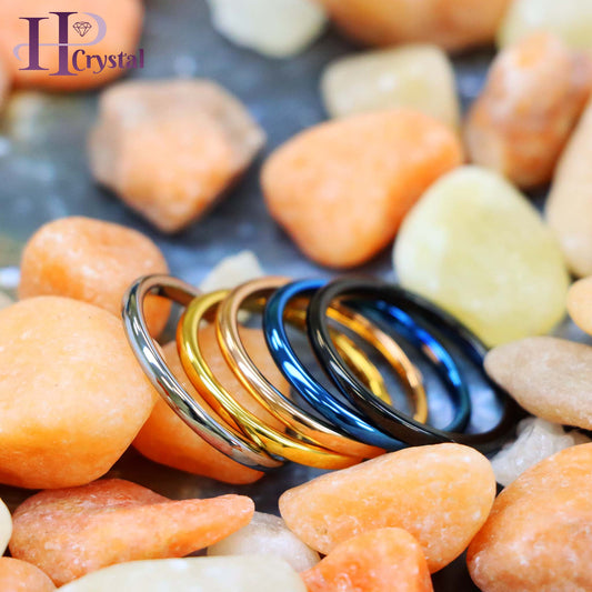 High Polish Blue/Silver/Yellow/Rose Gold/Black IP Plated Thin Band Tungsten Ring (MARET081)