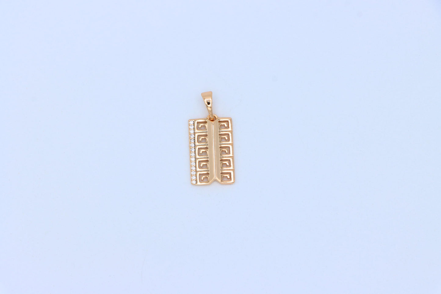 Rose Gold Geometric Rectangle Pendant with Crystal Accent Strip, XPPT1482 (2138-1)
