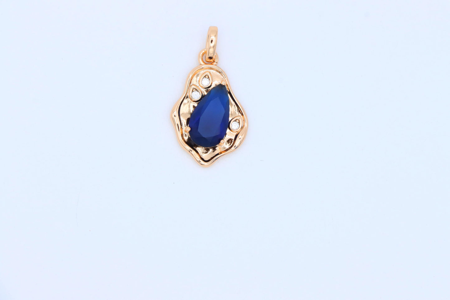 Royal Blue Teardrop Pendant with Gold Plated Frame, XPPT1733 (2162-9)
