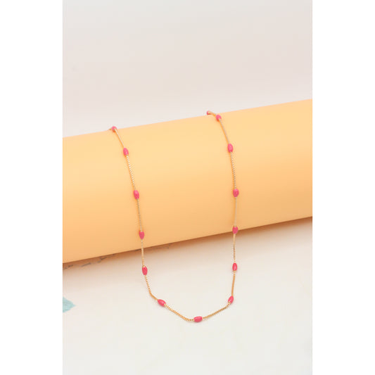 Elegant Rose Gold Beaded Necklace with Adjustable Chain, XPNL0336 (2034-6)