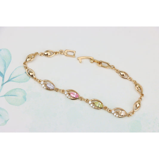 Rose Gold Bracelet with Multicolor Stones and Crystals, XPBL0789 (2079-8)