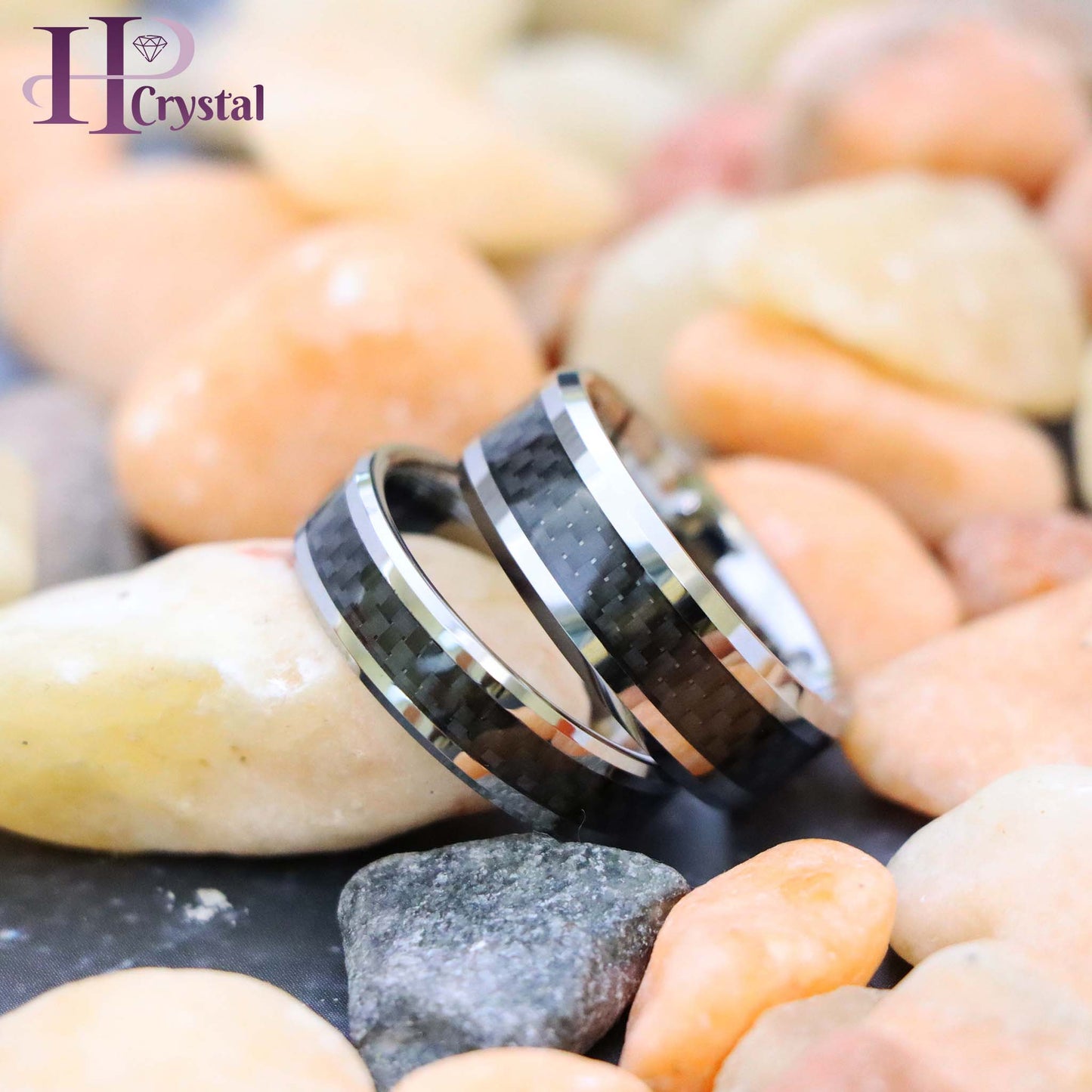 High Polish with Black Carbon Fiber Inlay Tungsten Ring