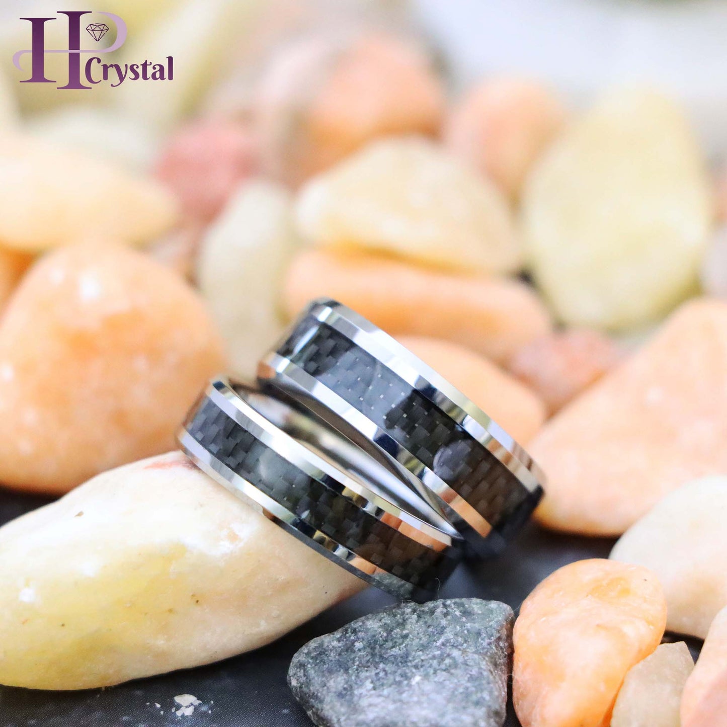 High Polish with Black Carbon Fiber Inlay Tungsten Ring
