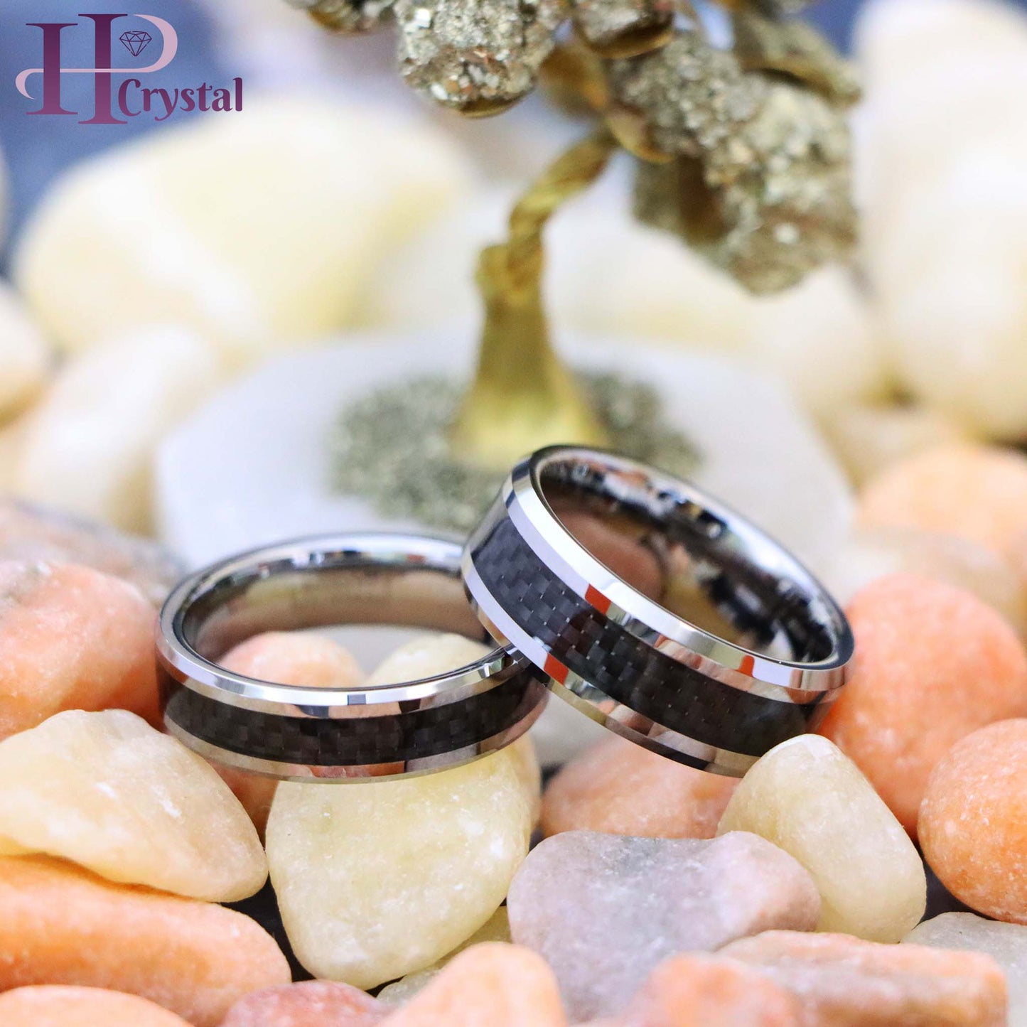 High Polish with Black Carbon Fiber Inlay Tungsten Ring