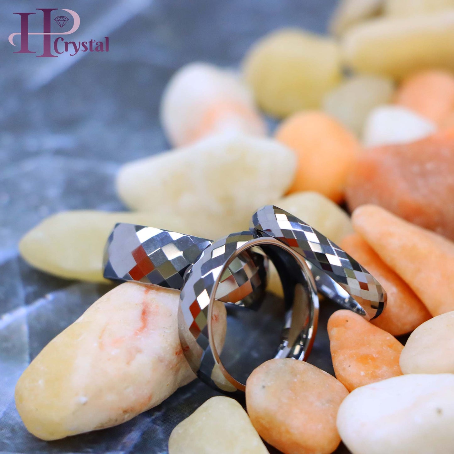 Domed Faceted Tungsten Ring