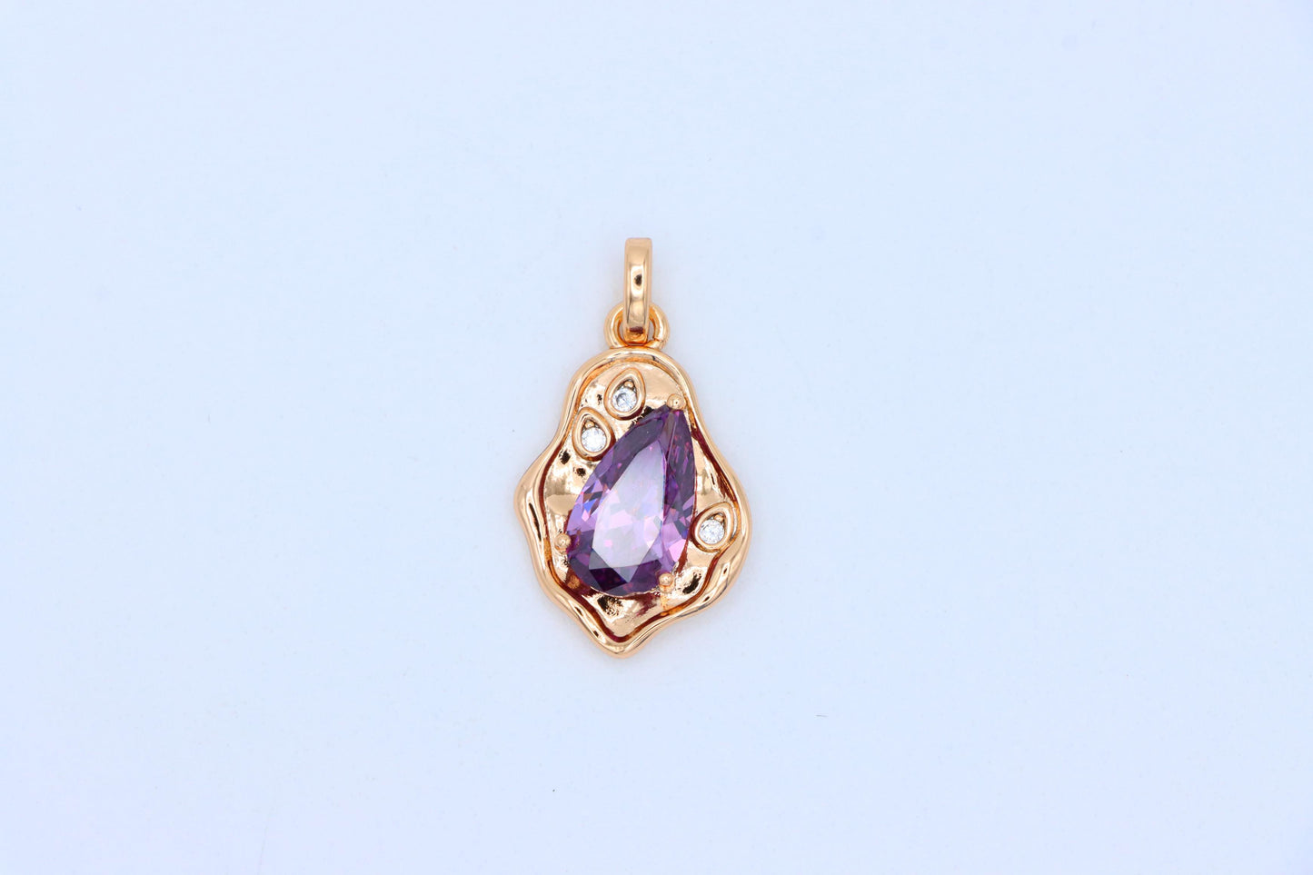 Elegant Purple Teardrop Pendant in Gold Plated Frame, XPPT1734 (2162-9)