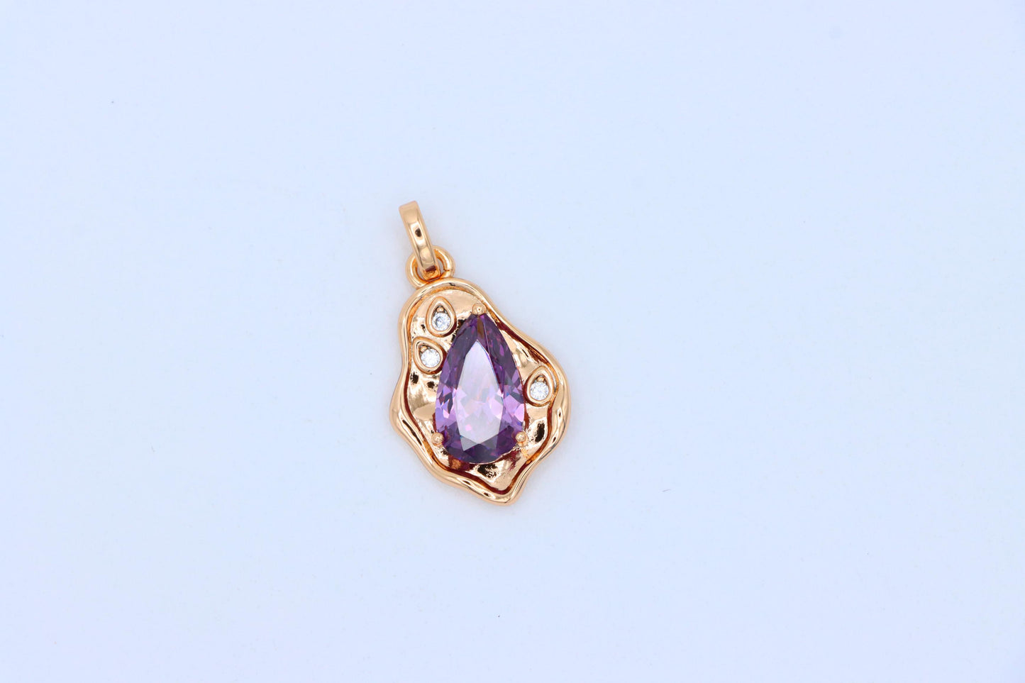 Elegant Purple Teardrop Pendant in Gold Plated Frame, XPPT1734 (2162-9)