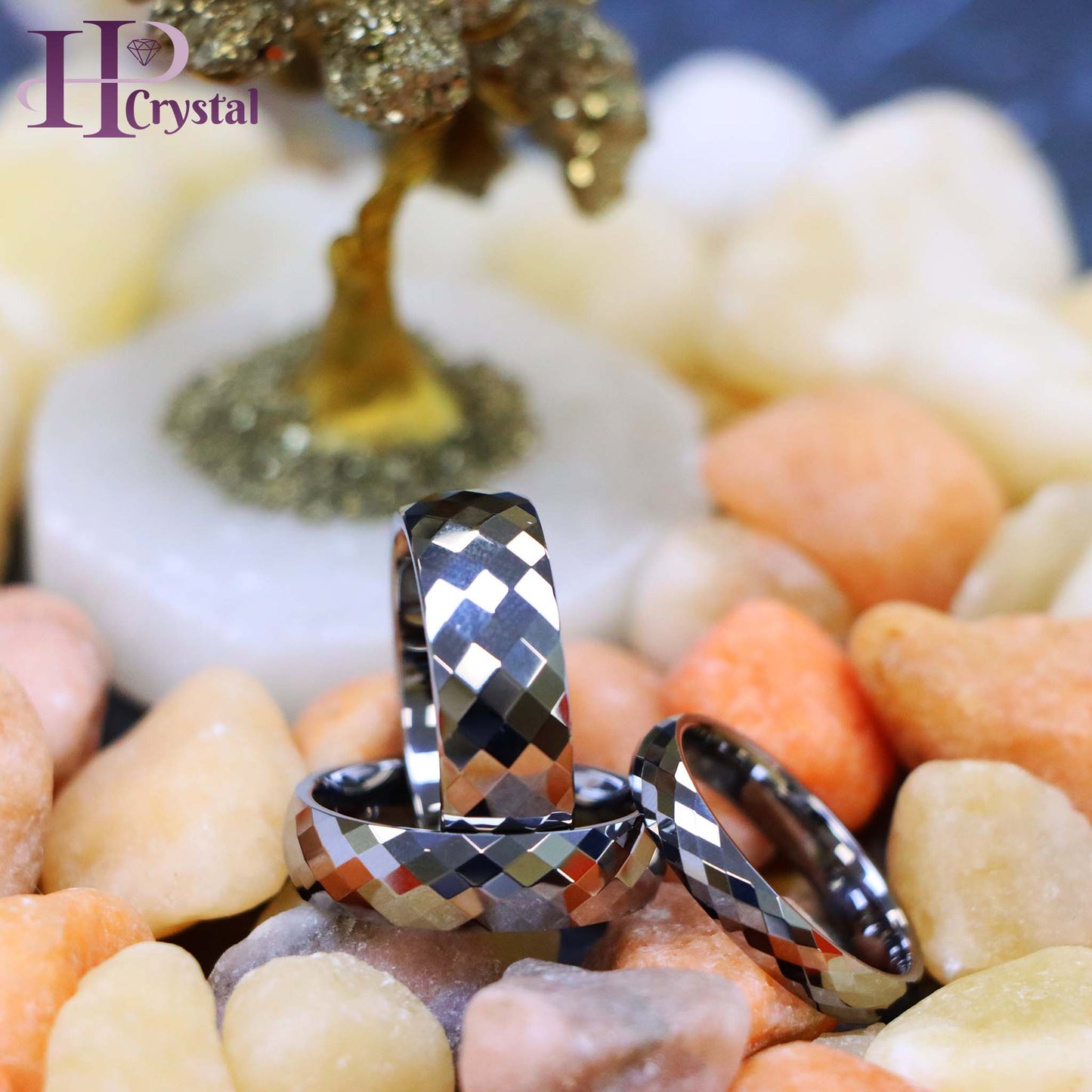 Domed Faceted Tungsten Ring