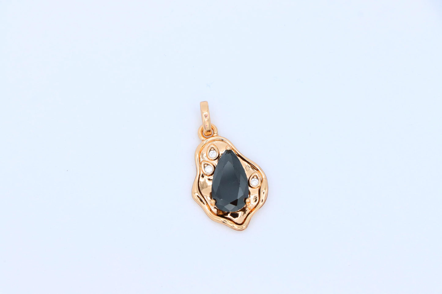 Chic Black Teardrop Pendant in Gold Frame, XPPT1735 (2162-9)