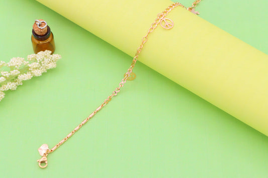 Rose Gold Peace & Charm Anklet for Women, XPAL1041 (2104-10)