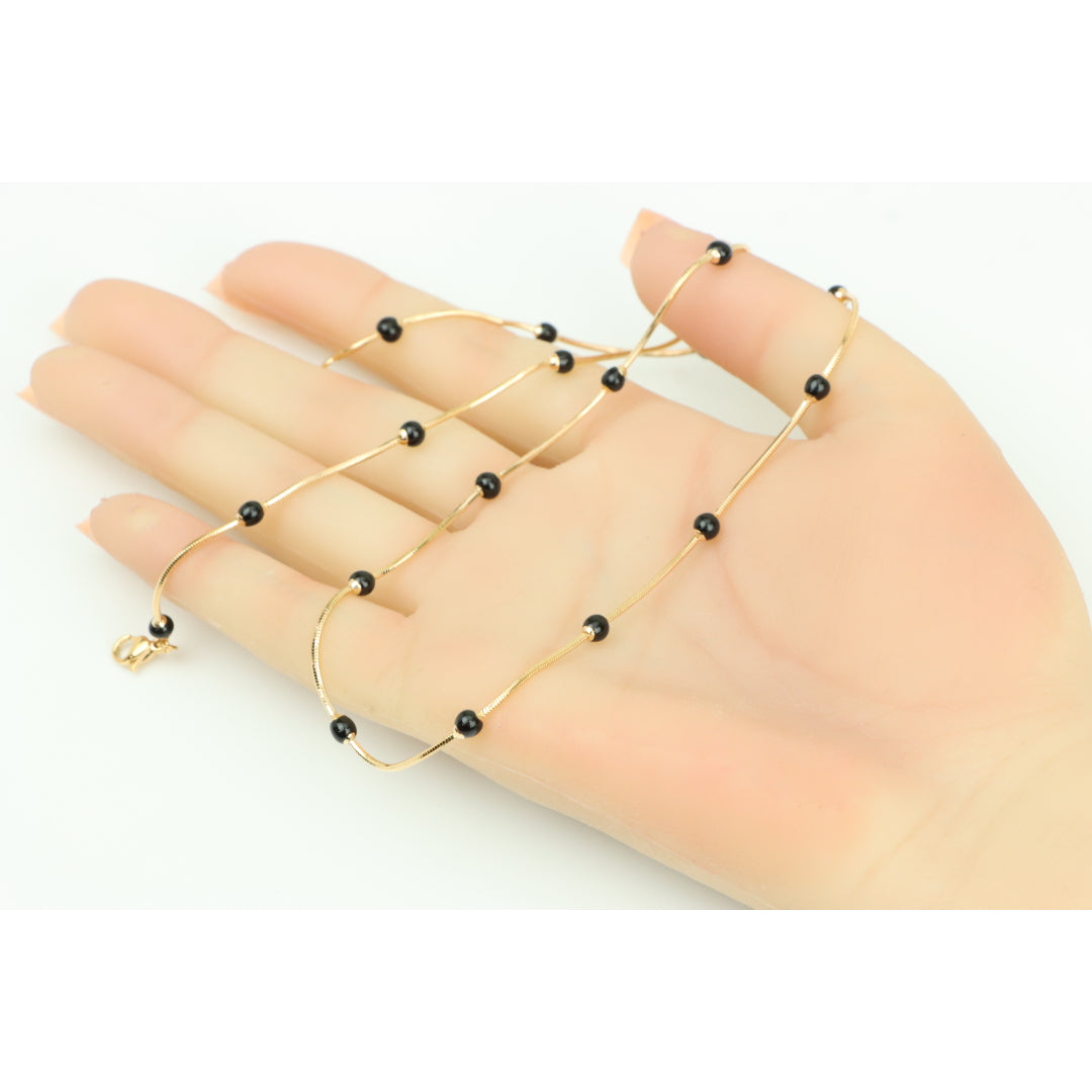 Elegant Rose Gold Necklace with Black Beads, XPNL0343 (2035-3)