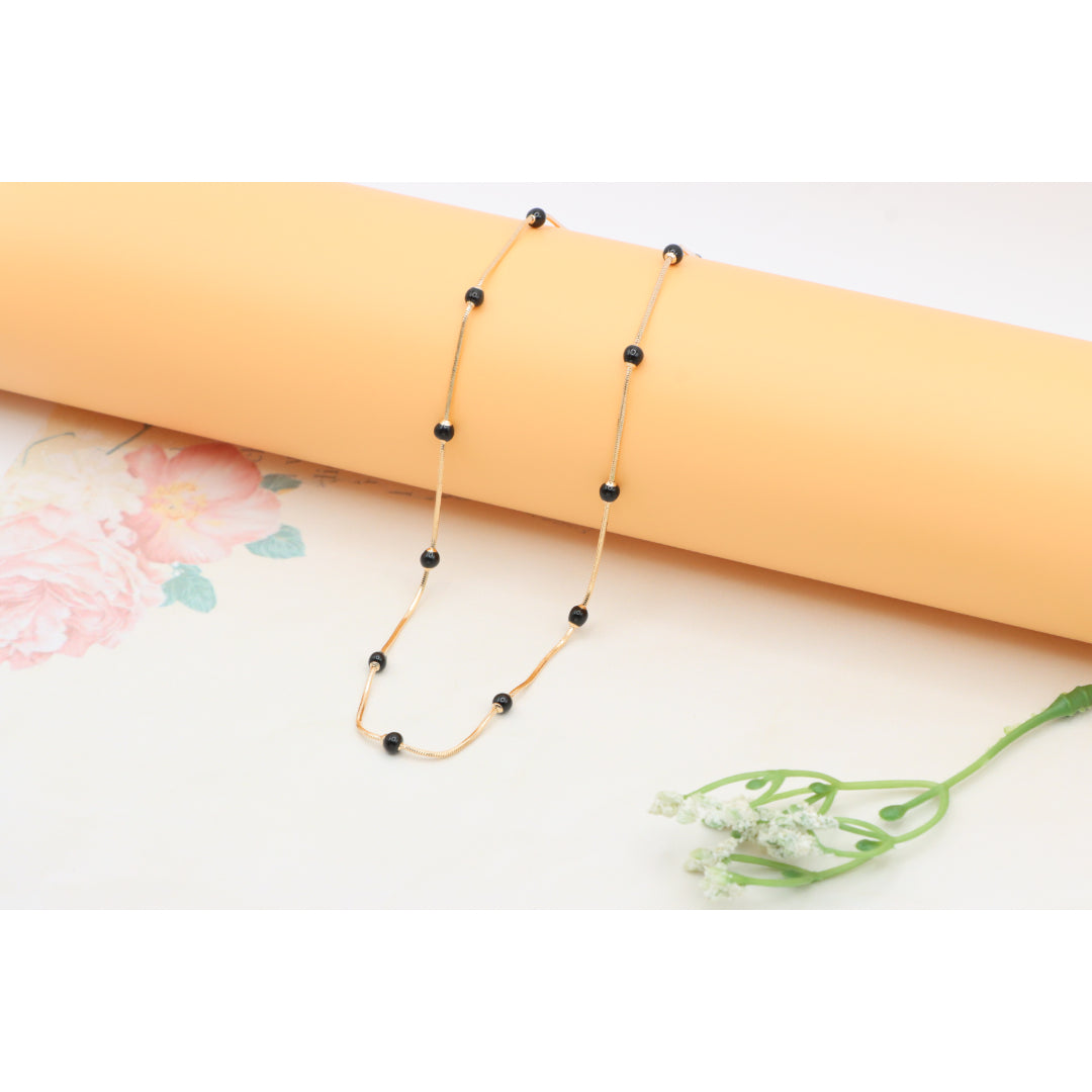 Elegant Rose Gold Necklace with Black Beads, XPNL0343 (2035-3)