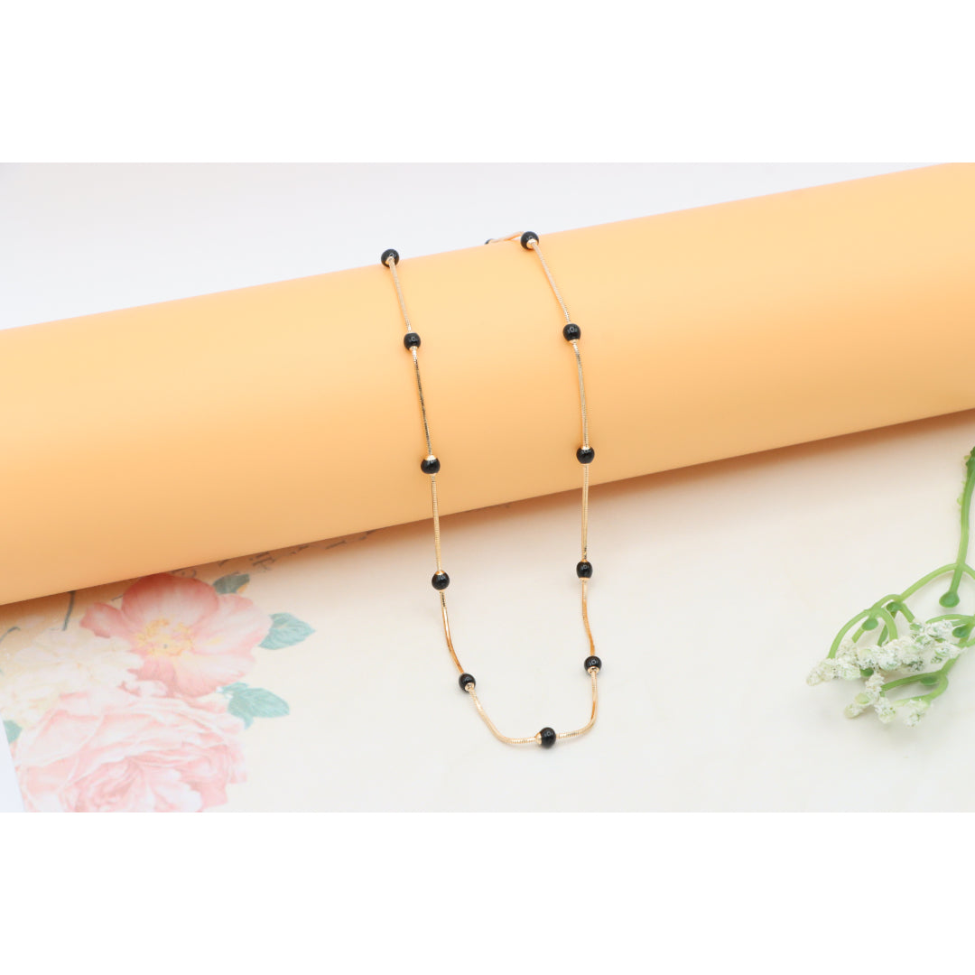 Elegant Rose Gold Necklace with Black Beads, XPNL0343 (2035-3)