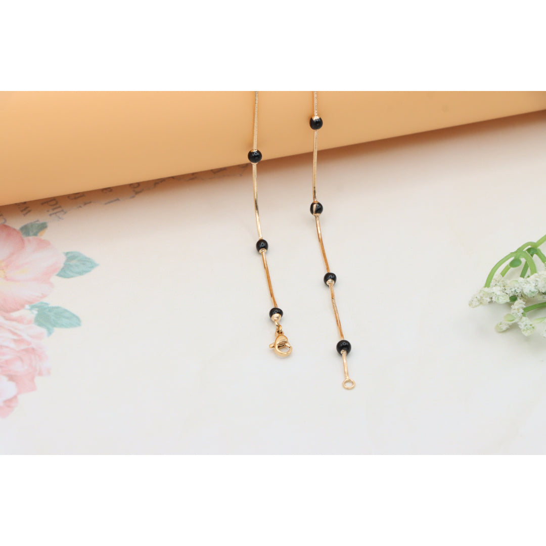 Elegant Rose Gold Necklace with Black Beads, XPNL0343 (2035-3)