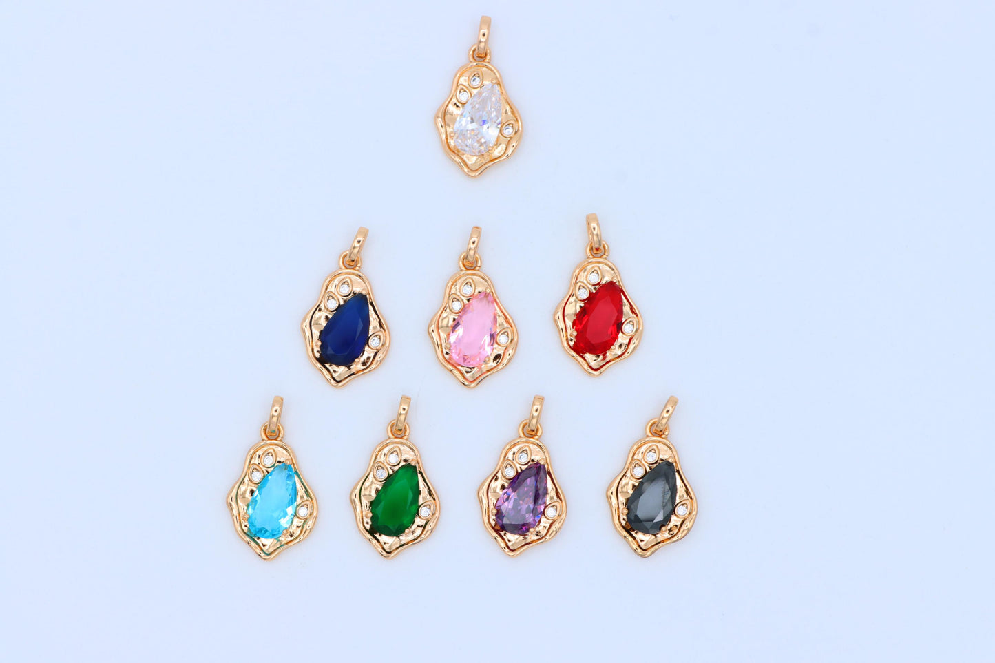 Elegant Sky Blue Teardrop Pendant in Gold Frame, XPPT1736 (2162-9)
