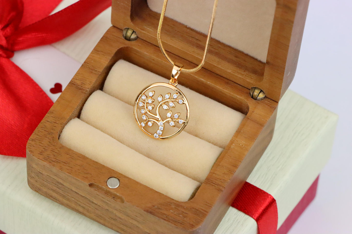 Rose Gold Tree of Life Pendant with Sparkling Leaf Crystal Accents, XPPT1488 (2138-7)