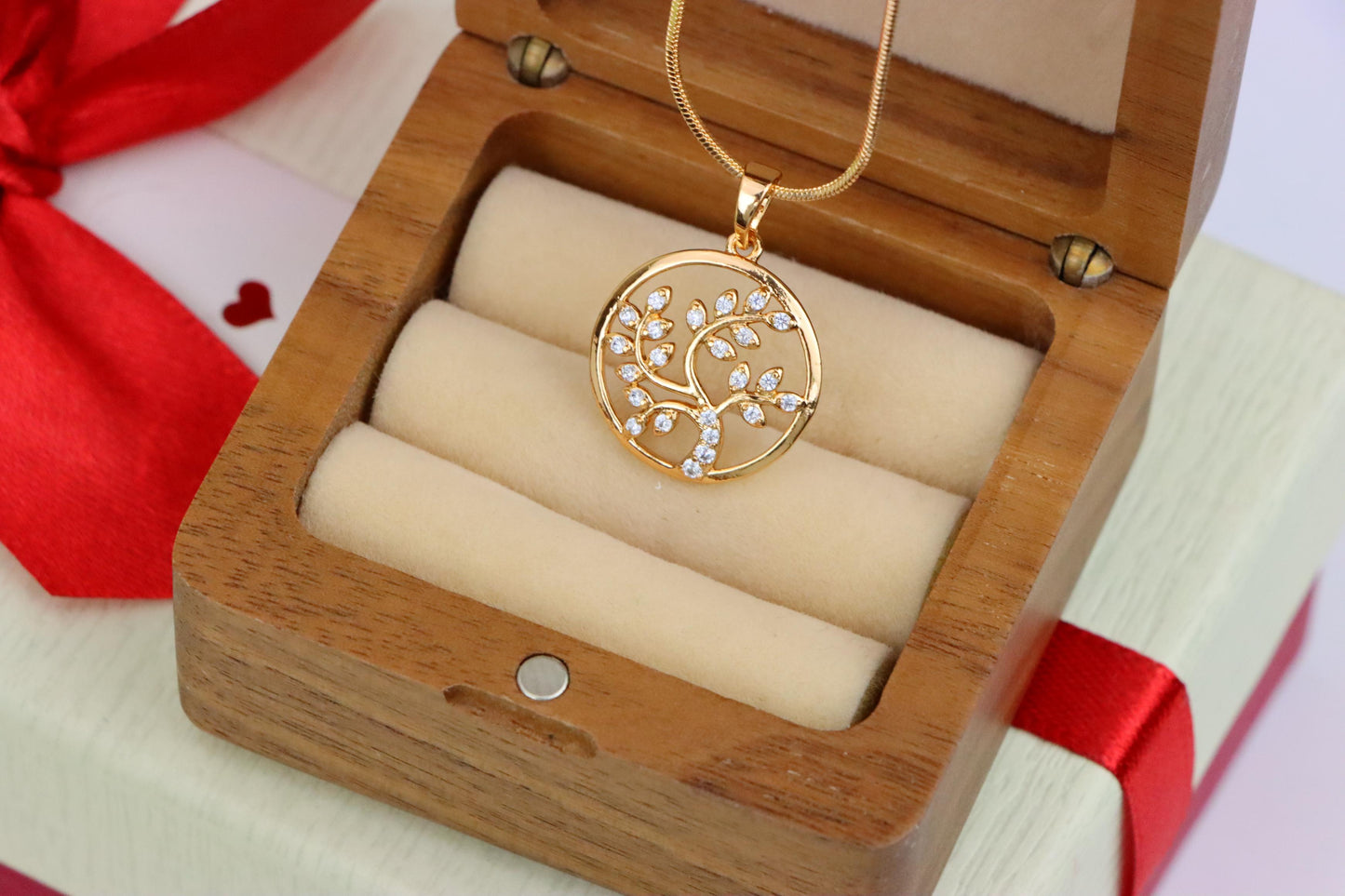 Rose Gold Tree of Life Pendant with Sparkling Leaf Crystal Accents, XPPT1488 (2138-7)