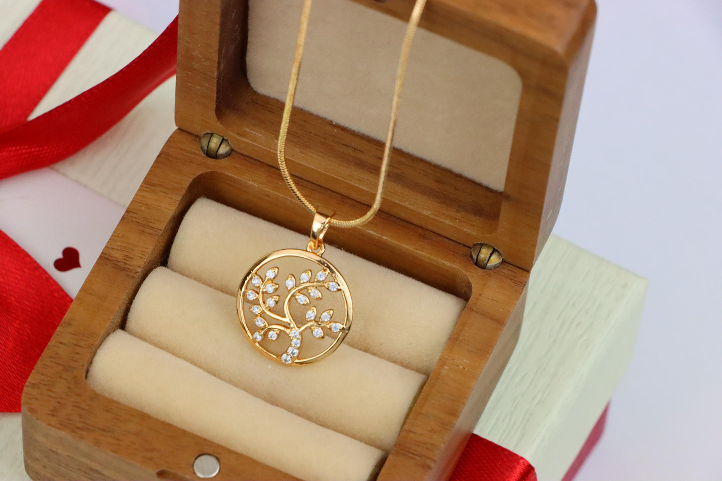 Rose Gold Tree of Life Pendant with Sparkling Leaf Crystal Accents, XPPT1488 (2138-7)