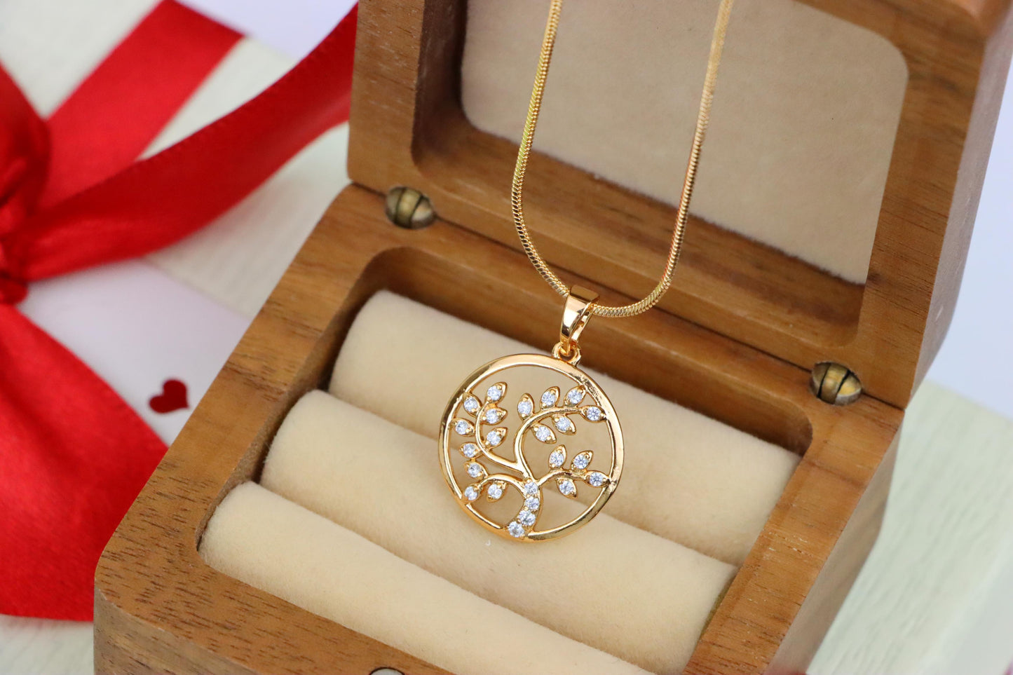 Rose Gold Tree of Life Pendant with Sparkling Leaf Crystal Accents, XPPT1488 (2138-7)