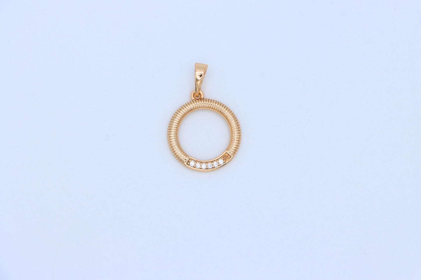 Rose Gold Textured Circle Pendant with Crystal Accent Detail, XPPT1489 (2138-8)