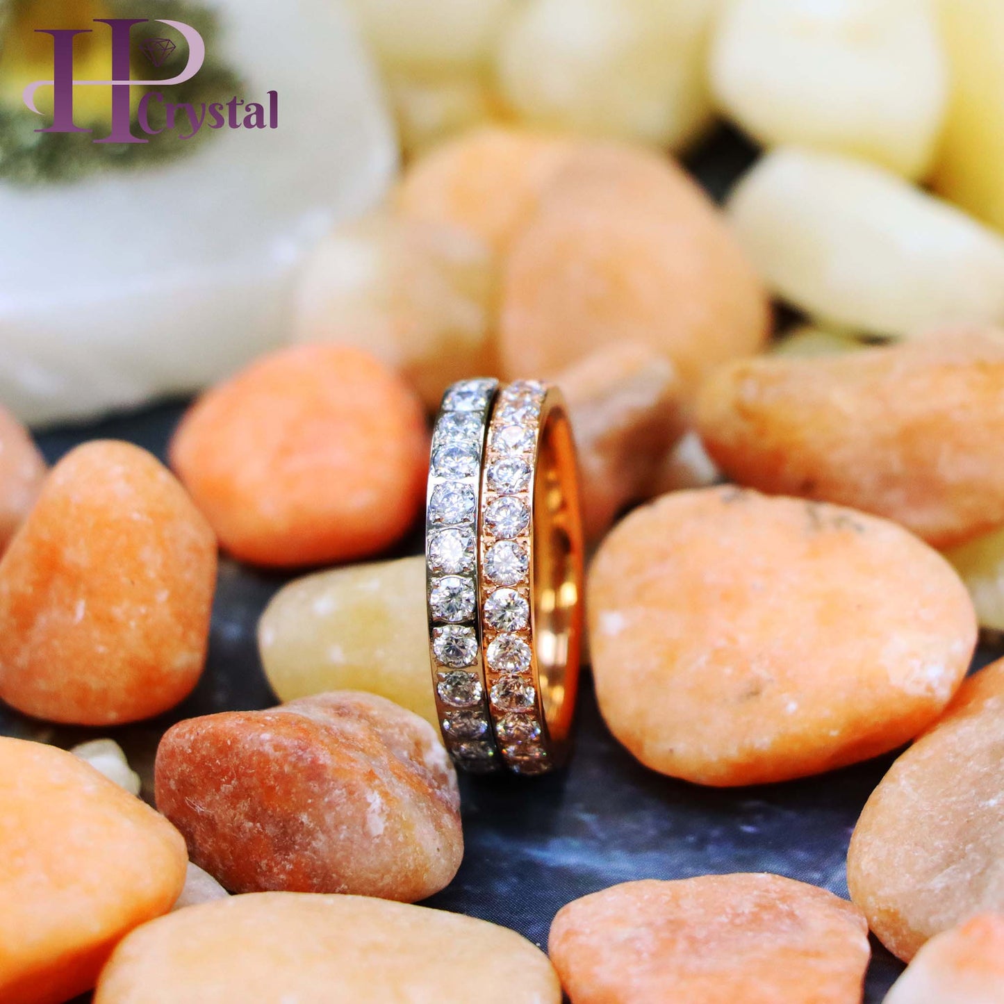 Stylish Titanium Eternity Ring – White & Rose Gold IP Plated, 3mm with White CZ Stones for Men/Women
