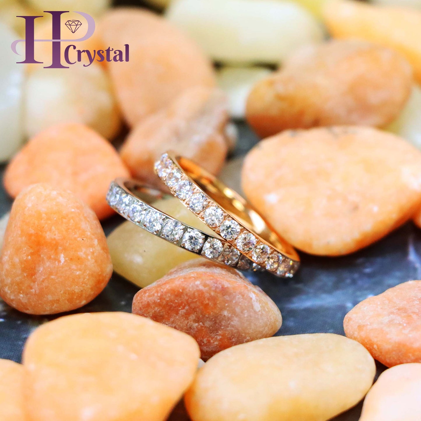 Stylish Titanium Eternity Ring – White & Rose Gold IP Plated, 3mm with White CZ Stones for Men/Women