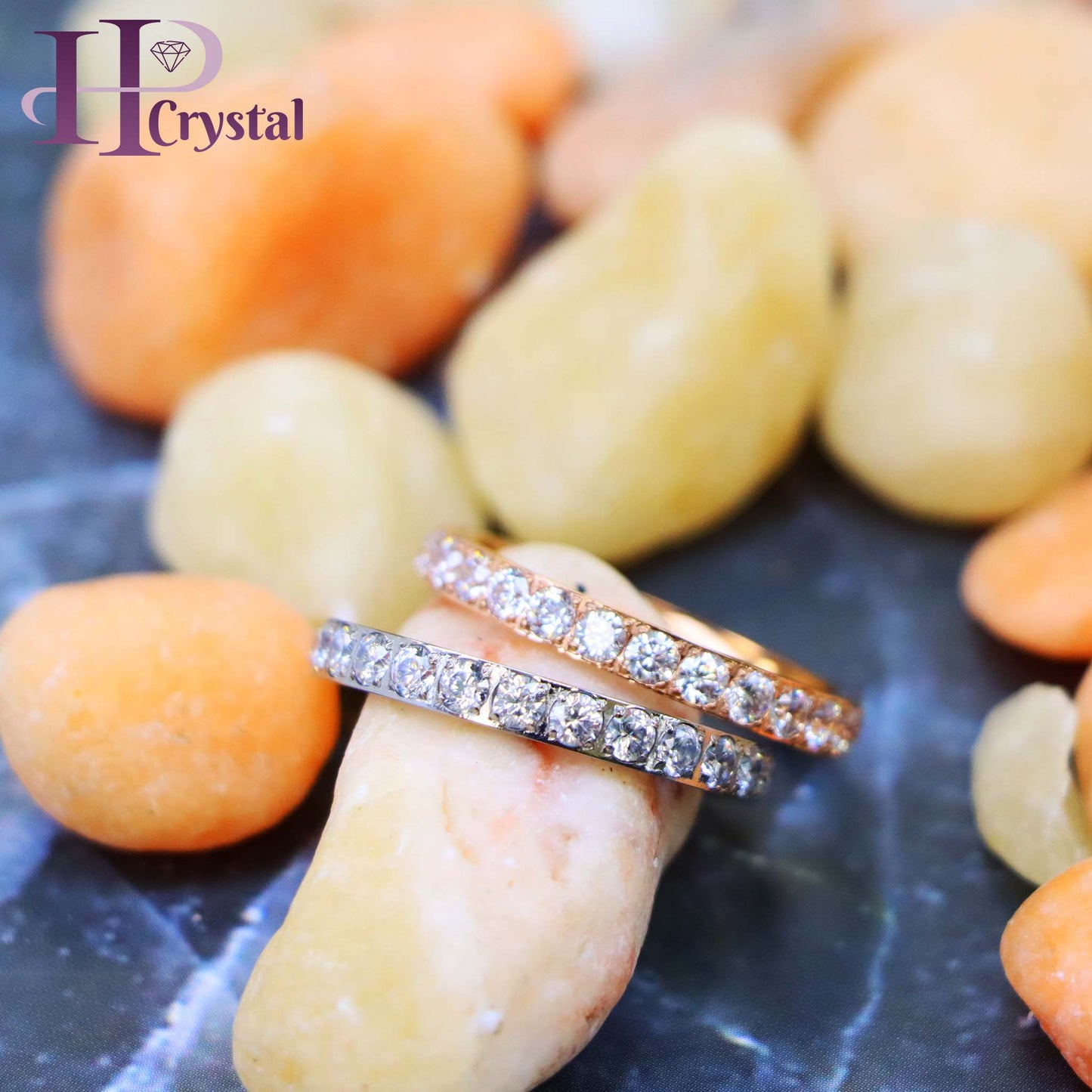 Stylish Titanium Eternity Ring – White & Rose Gold IP Plated, 3mm with White CZ Stones for Men/Women