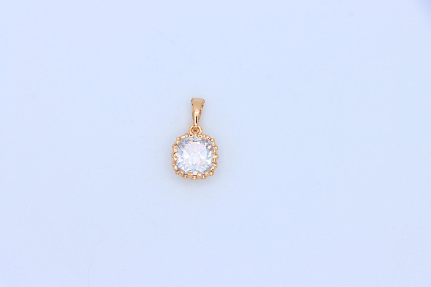 Rose Gold Pendant with Clear Cushion-Cut Stone in Classic Setting, XPPT1491 (2138-10)