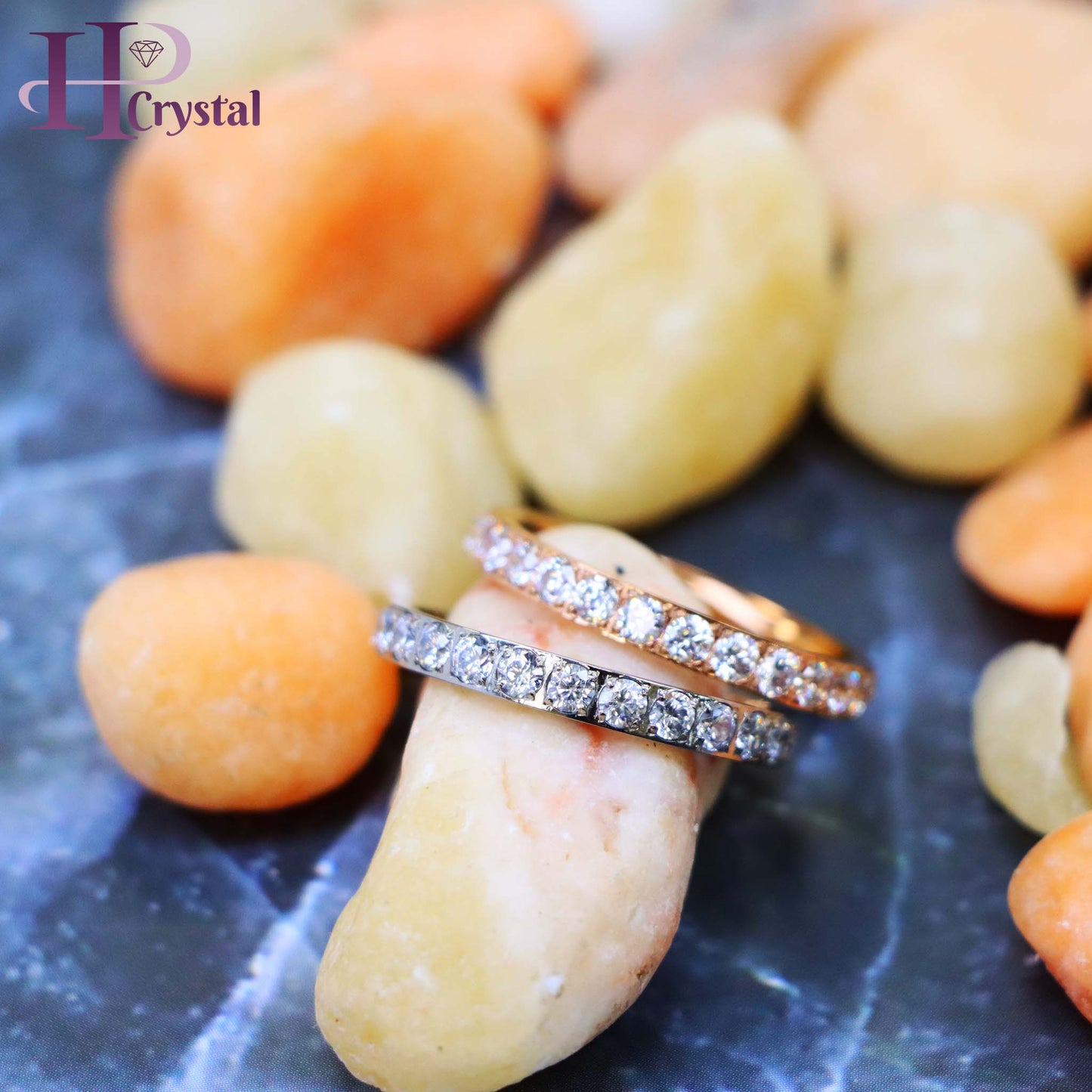 Stylish Titanium Eternity Ring – White & Rose Gold IP Plated, 3mm with White CZ Stones for Men/Women