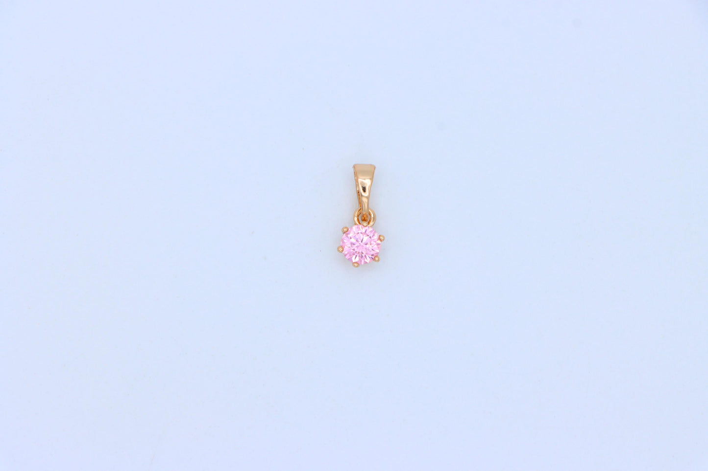 Mini Rose Gold Pendant with Pink Round Stone in Prong Setting, XPPT1492 (2139-1)