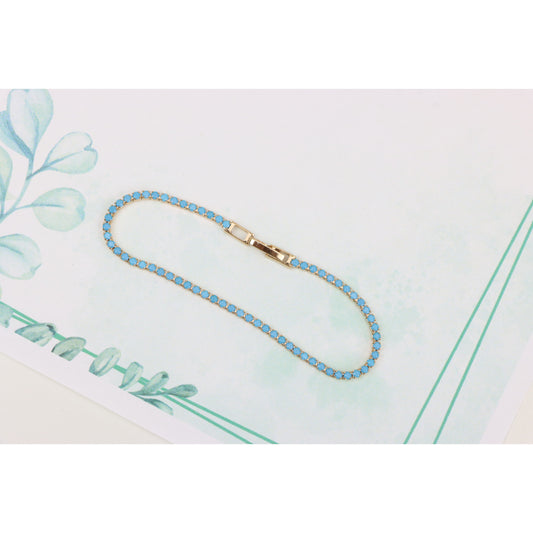 Elegant Rose Gold Bracelet with Sky Blue Stones, XPBL0798 (2080-7)