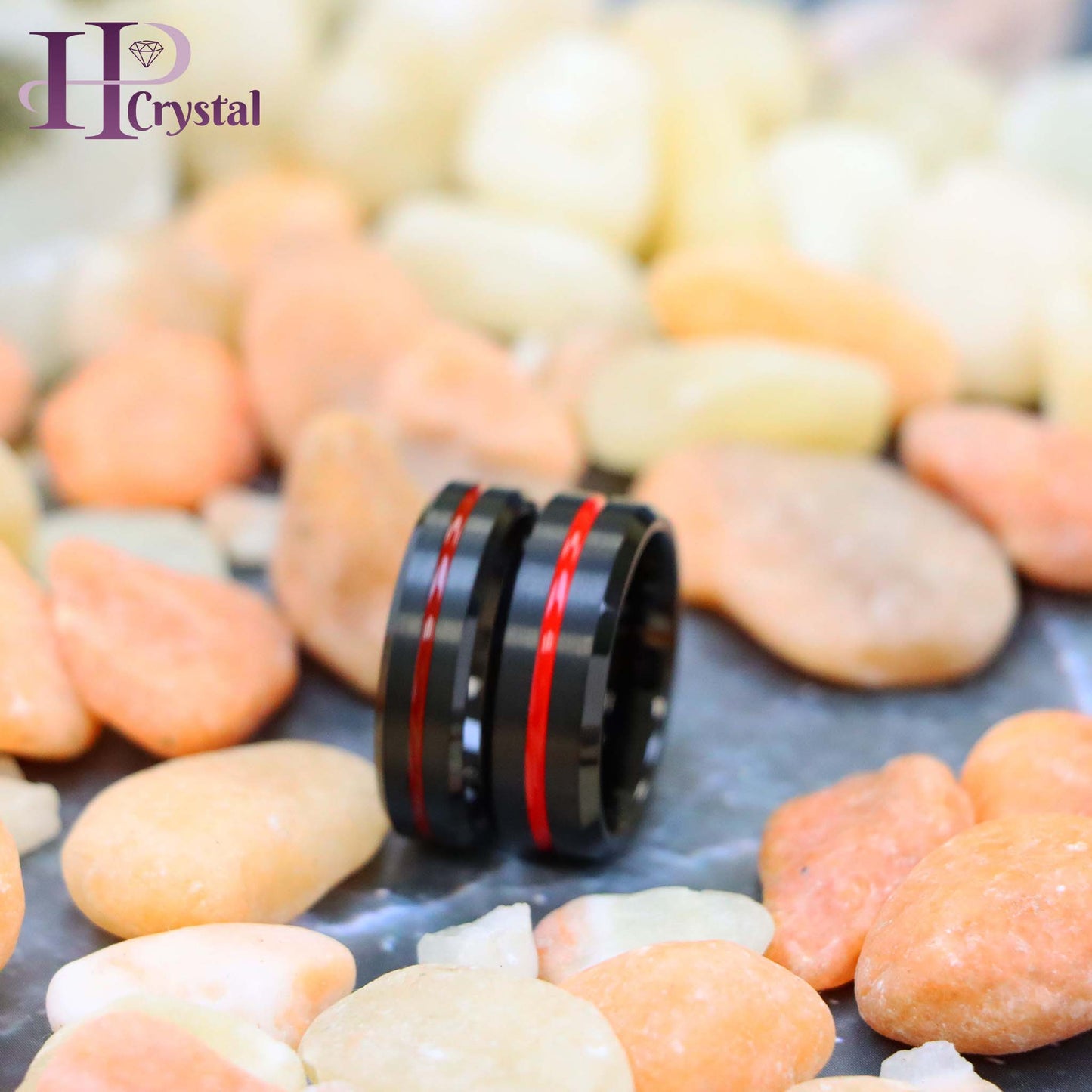 Brushed Tungsten Ring with Red IP Plated Grooved Center