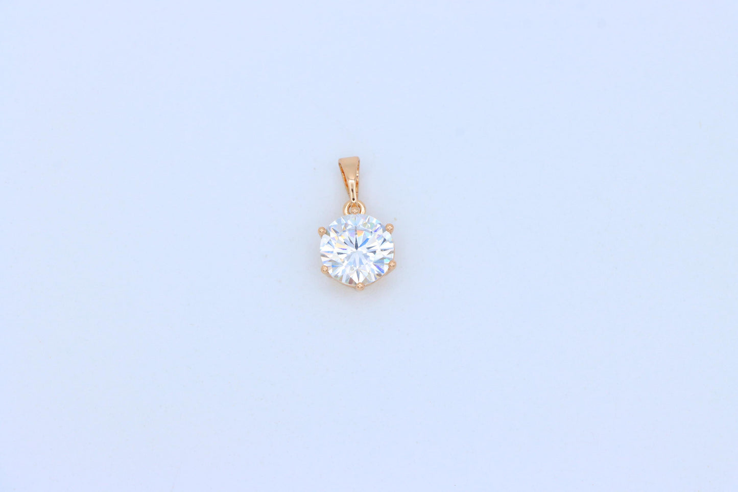 White Round Solitaire Pendant in Rose Gold Finish with Prong Setting, XPPT1495 (2139-4)