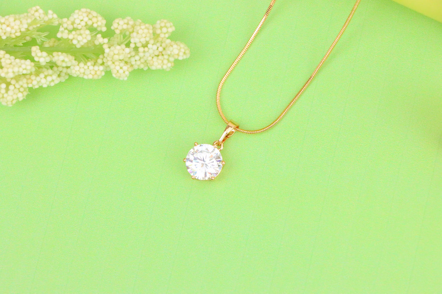 White Round Solitaire Pendant in Rose Gold Finish with Prong Setting, XPPT1495 (2139-4)