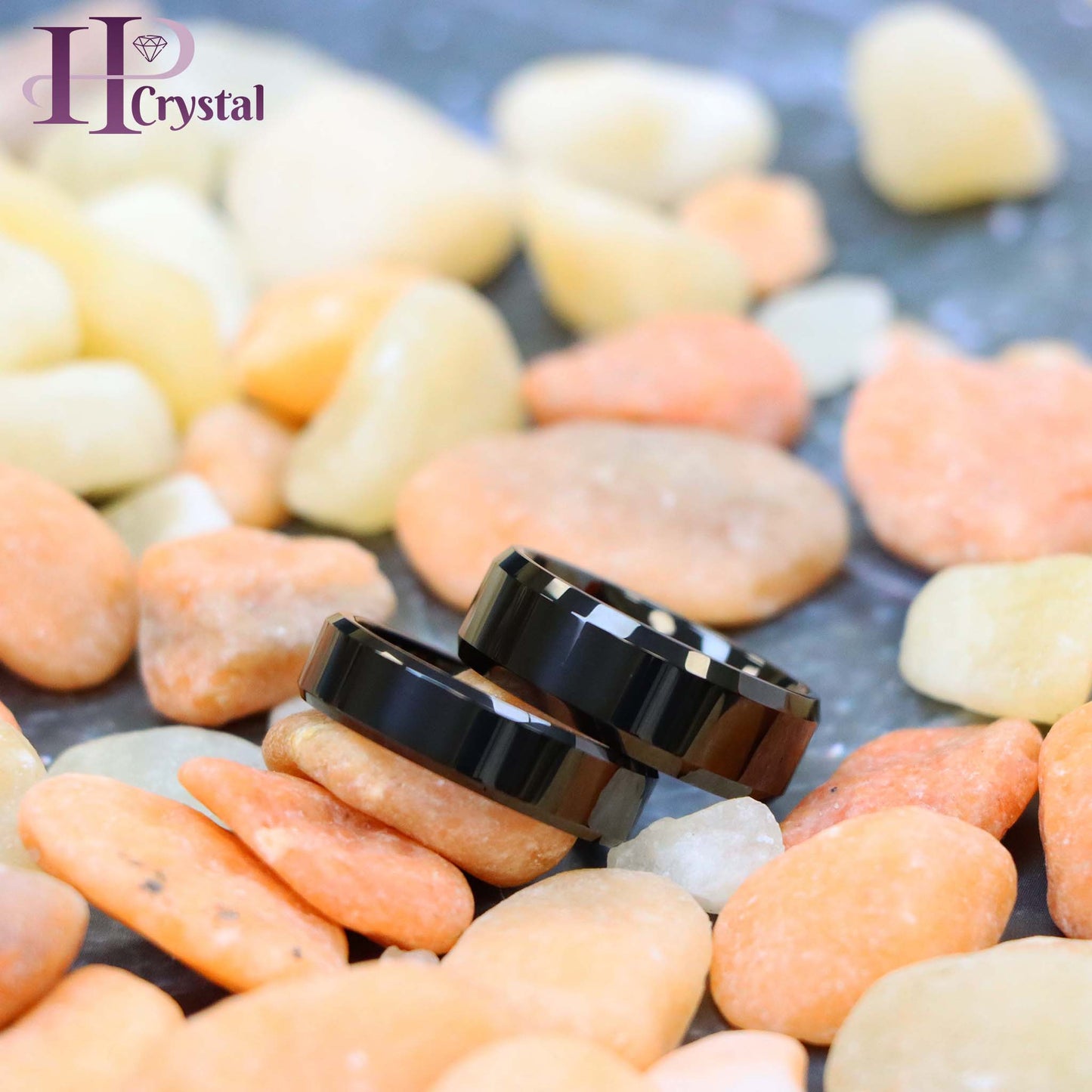 High Polish Black IP Plate Beveled Edge Tungsten Ring